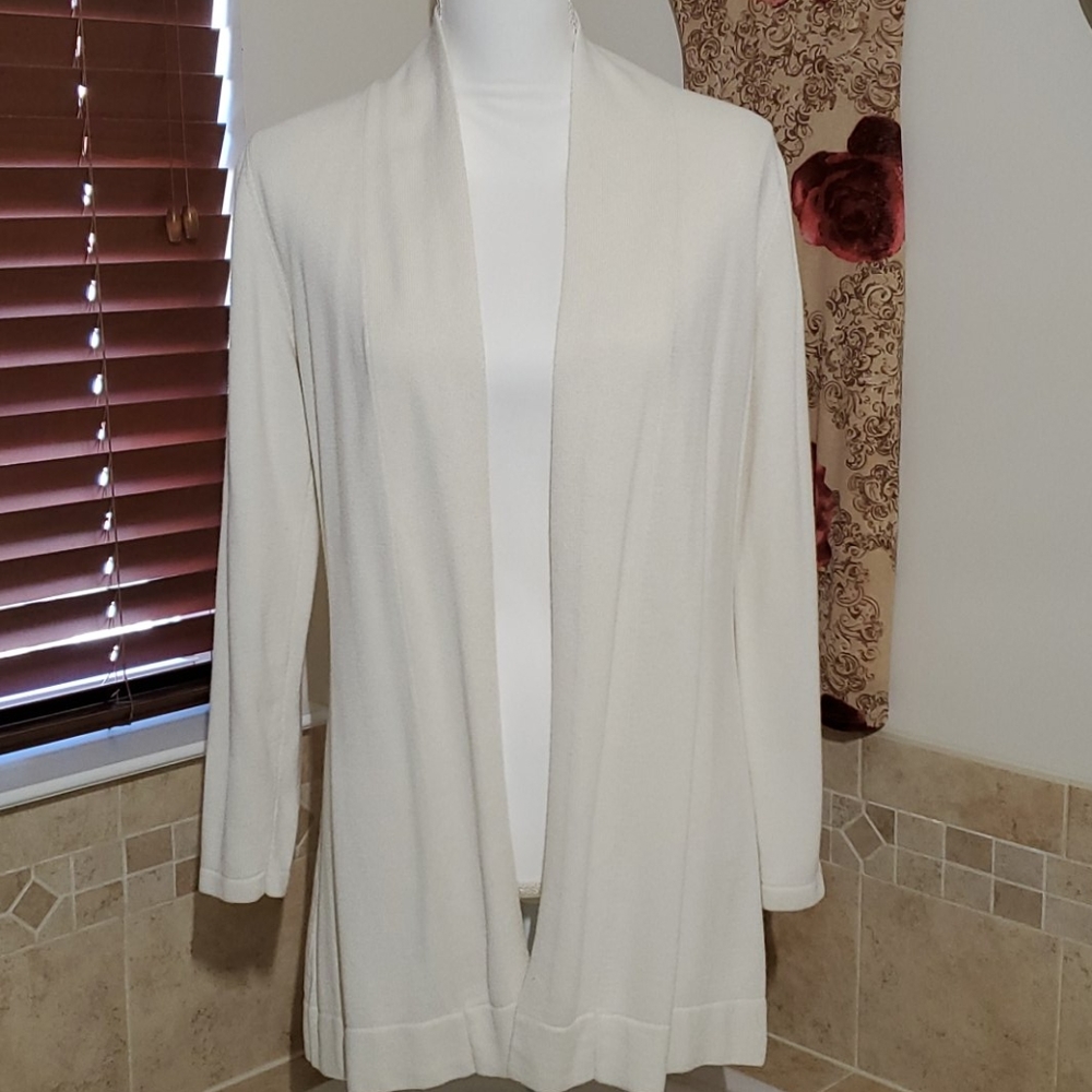 Open Front Cardigan w/ Back Novelty Stitch Detail